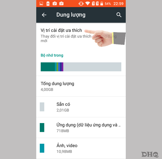 Chọn vị trí cài đặt ưu thích